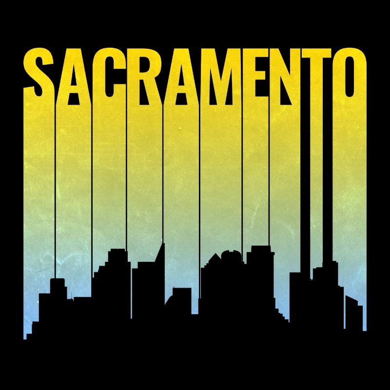 Sacramento Skyline Gelb Blau Gradient