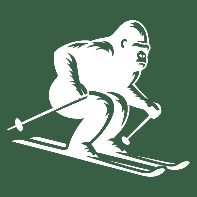 Monkey Gorilla Chimpanzee Ski Silhouette Design