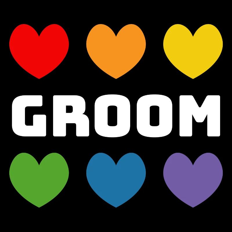 Regenbogenherzchen Groom weiss
