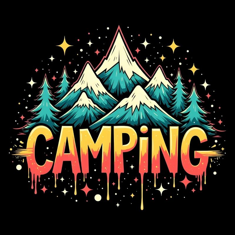 Lettrage rétro du camping de montagne