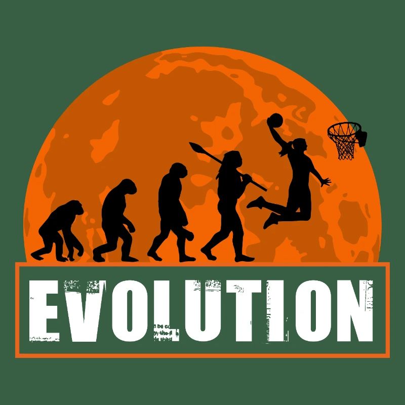 Basketball Evolution Player Dunking Silhouette