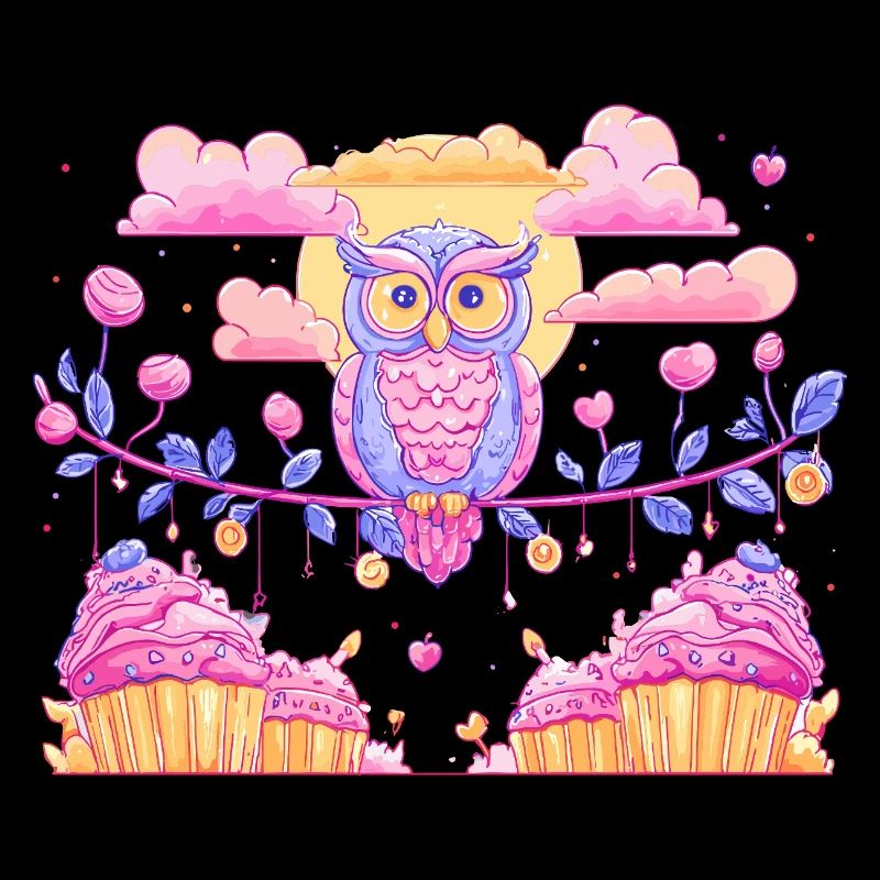Pastel owl magic over cupcakes