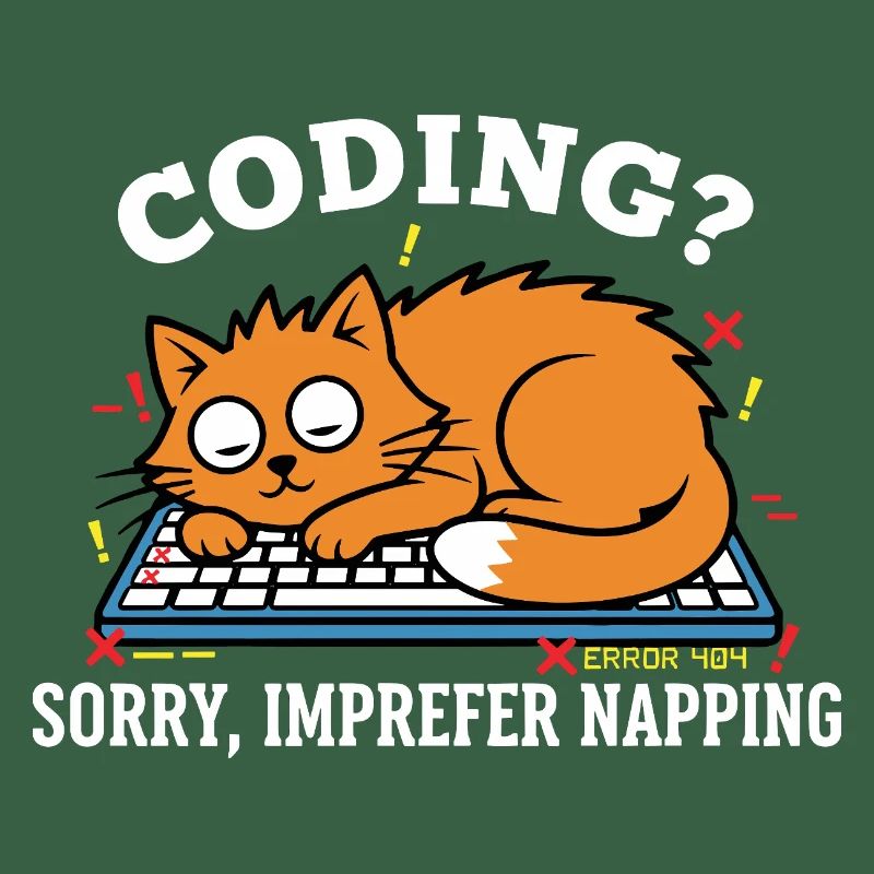 Codage? Désolé, je préfère dormir Chat Drôle