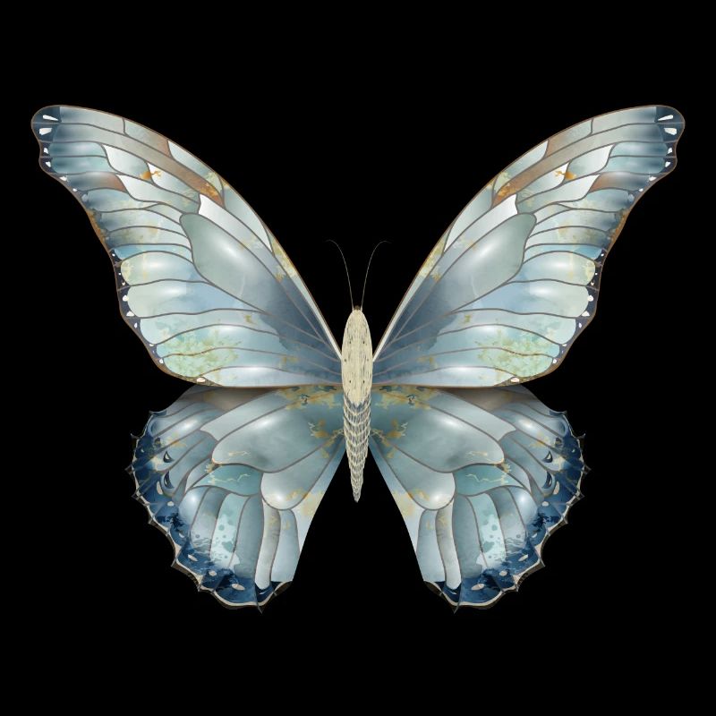 Papillon dans de délicates nuances de bleu peint à la main