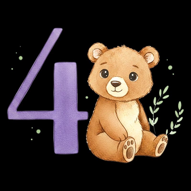 Ours aquarelle avec le numéro 4