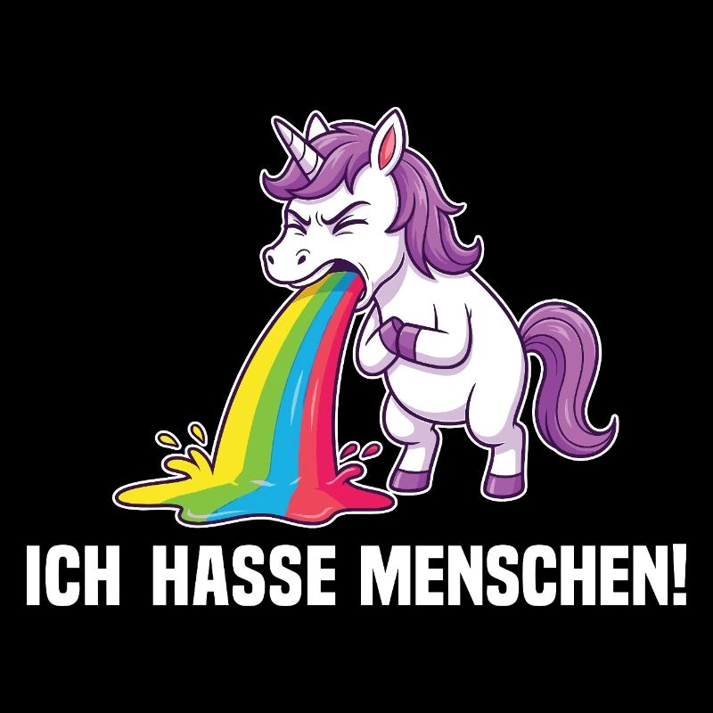 Lustiges Einhorn Ich hasse Menschen Regenbogen