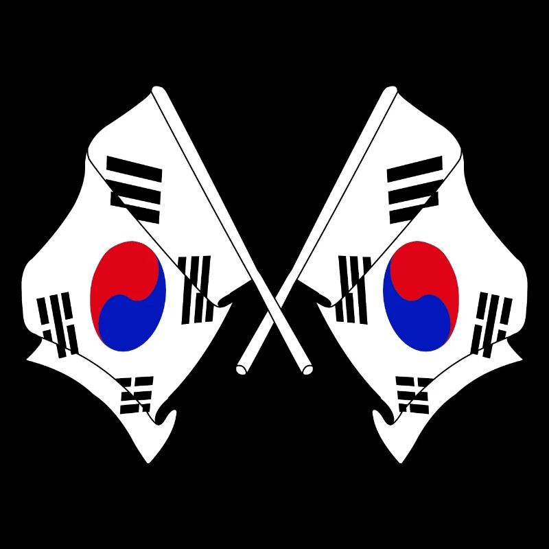 Deux drapeaux croisés de la Corée du Sud