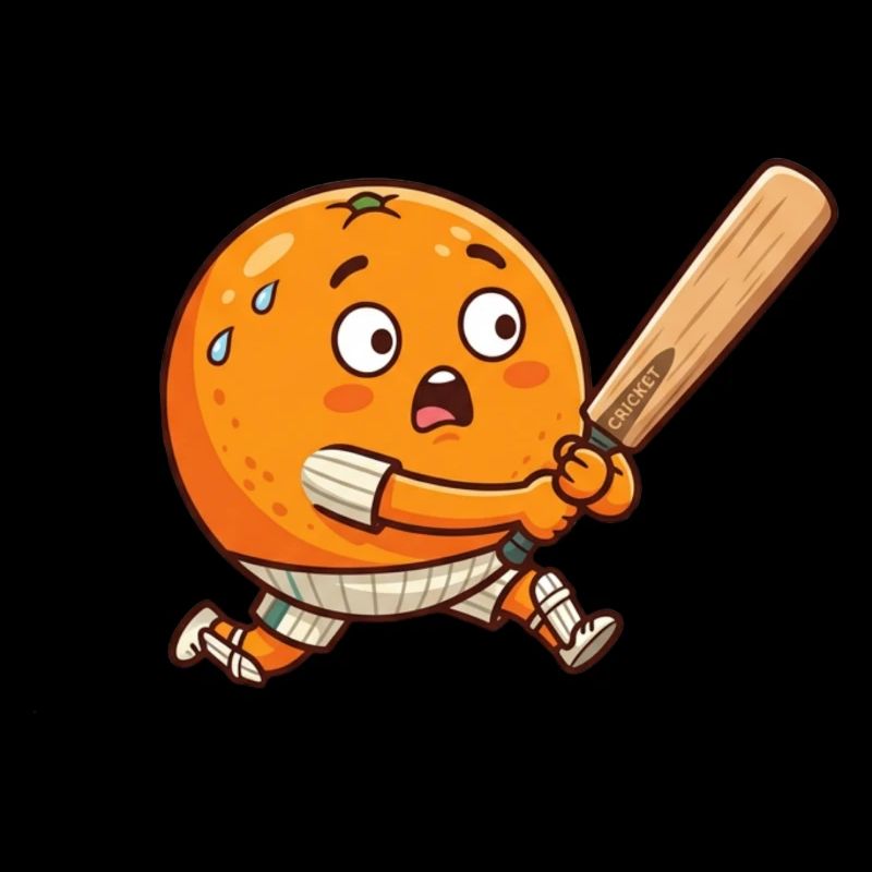 Funny Orange Doing Baseball Strike Cartoon