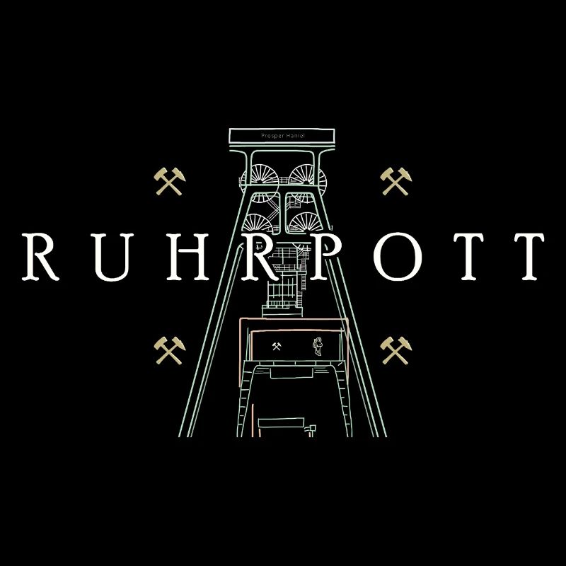 Ruhrpott, dessin à la main de la tour de la mine Prosper-Haniel