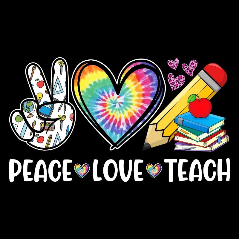Peace Love Teach – Lehrer Herz & Regenbogen
