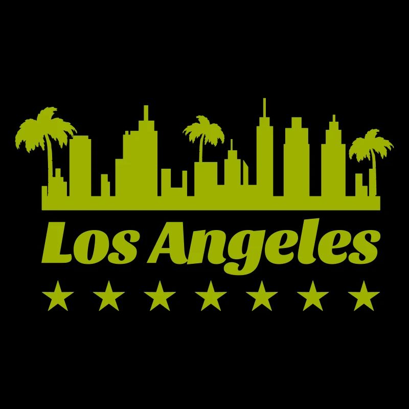 Los Angeles Skyline Palm Trees Silhouette