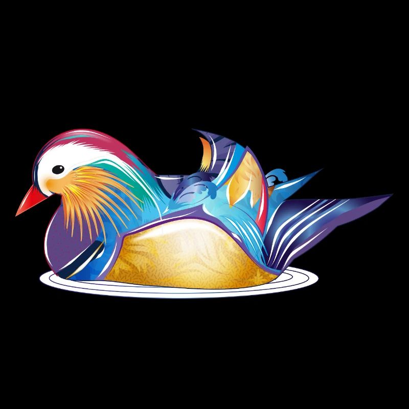 Colourful mandarin duck on the water – colourful elegance