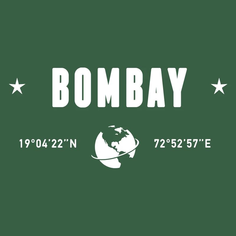 Bombay India Coordinates Planet Earth White