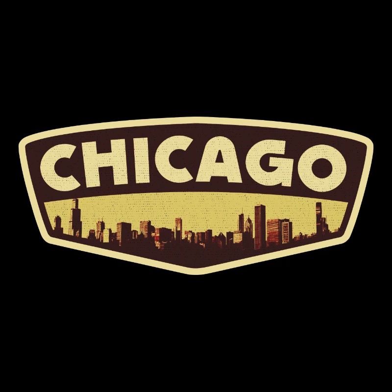 Chicago Skyline Retro Badge