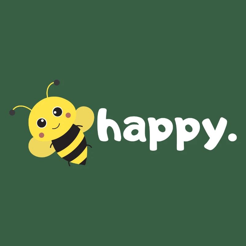 Bee Happy. Be happy. |funny wordplay bee design|