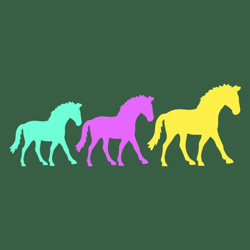3 chevaux silhouette équipe cavalier équitation amis mignon