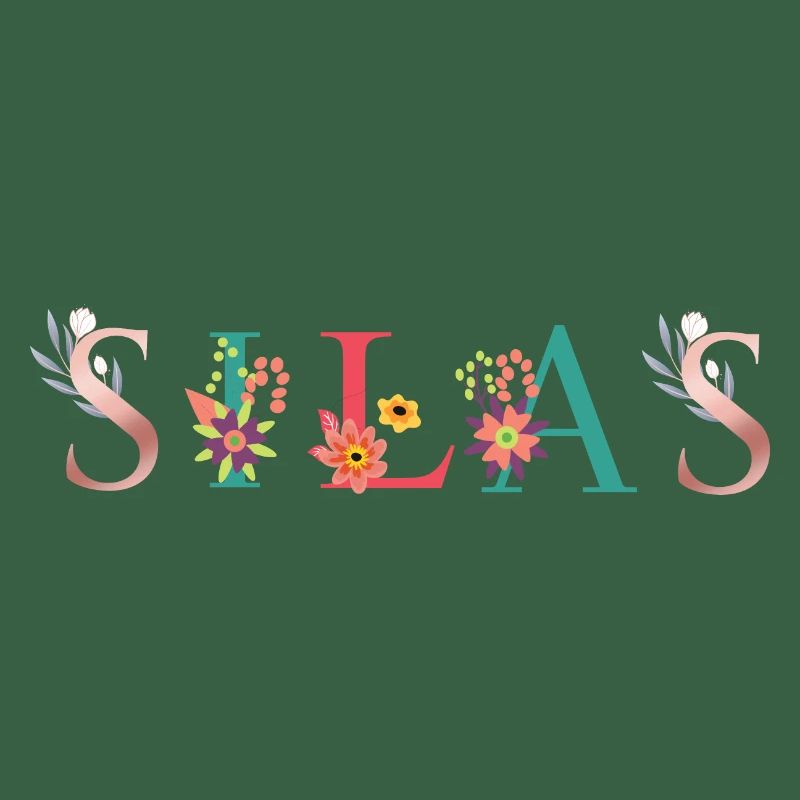 SILAS Name Art avec fleurs brodées