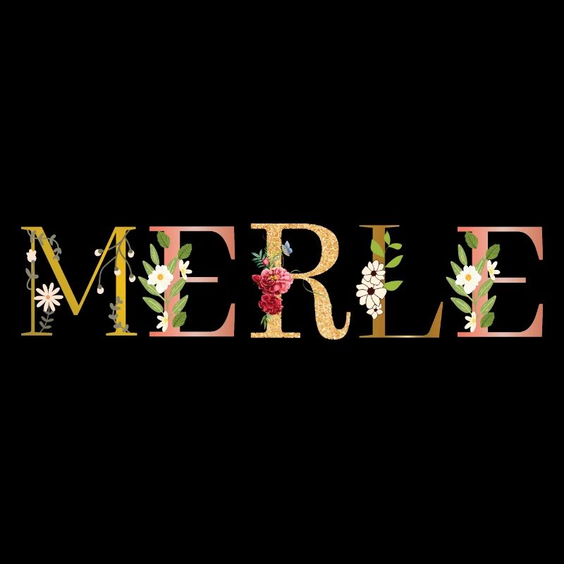 MERLE Name mit Blumen geschmückt