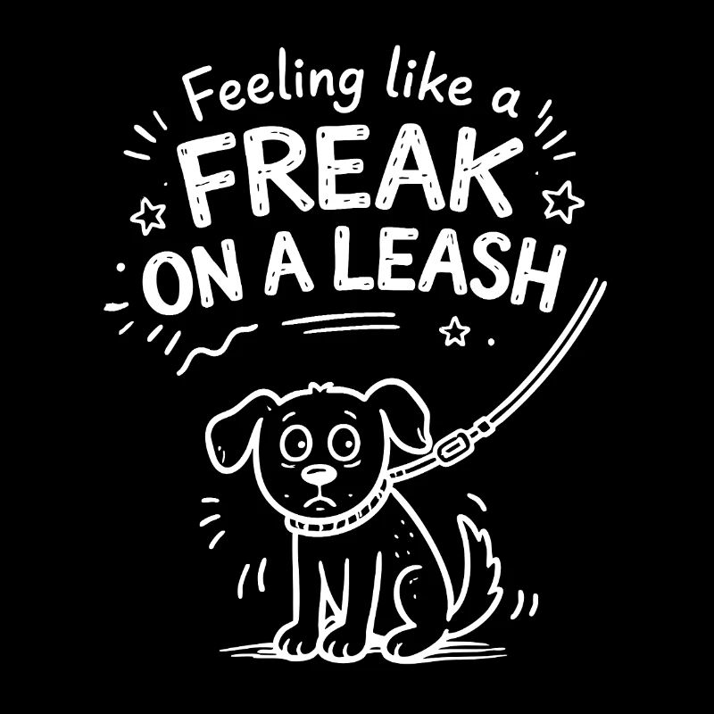 Dog with leash – cheeky comic motif