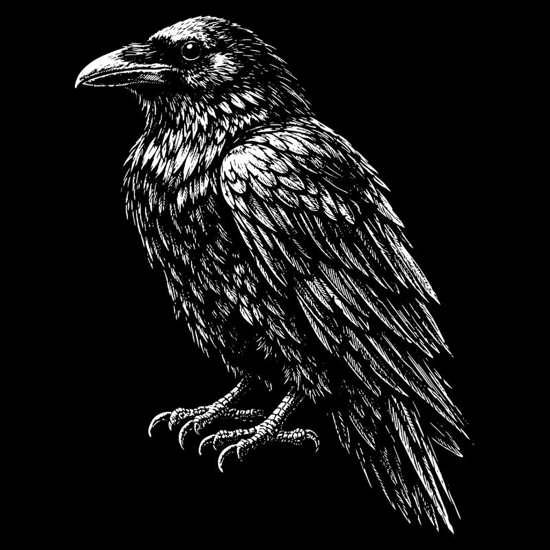 Raven Crest Monochrome Sketch