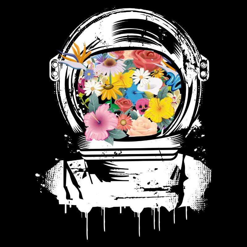 casque de l'astronaute avec des fleurs
