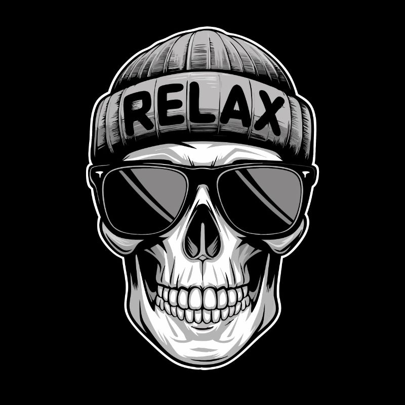 Crâne Relax avec bonnet et lunettes de soleil