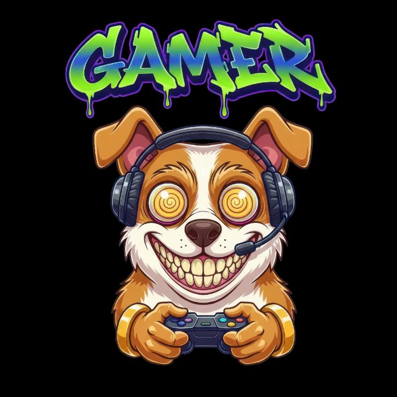 Gamer Hund Graffiti Design Hunde Gaming Geschenk
