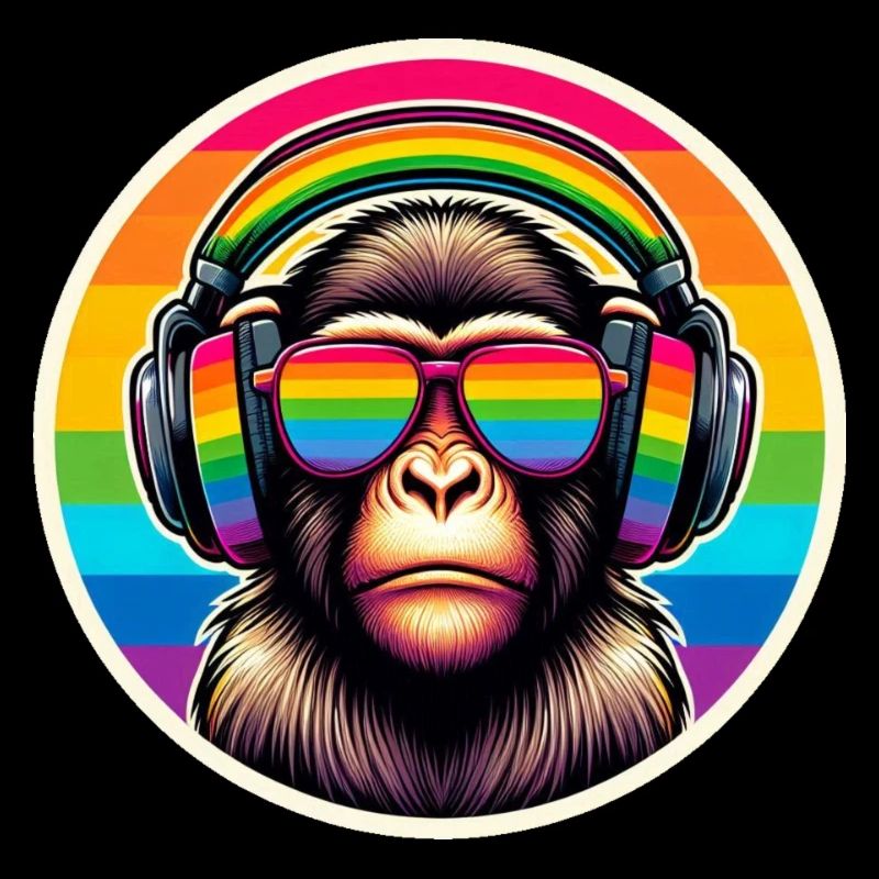 Monkey Casque Lunettes Arc-en-ciel Coloré
