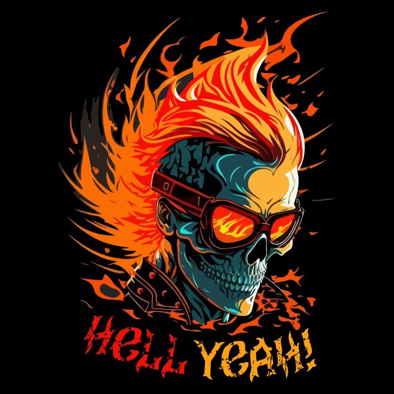 Flaming Skull with Hell Yeah