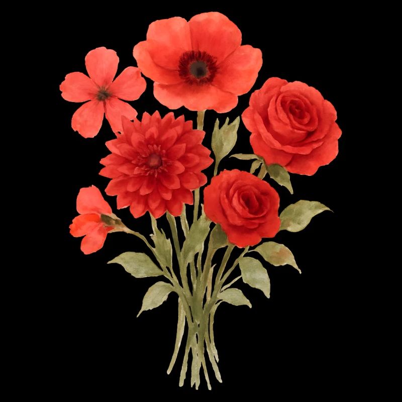 Red Bouquet Print