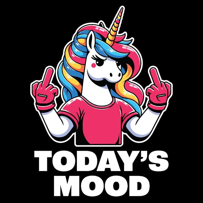 Unicorn Rainbow Mane Today Whimsy Middle Finger