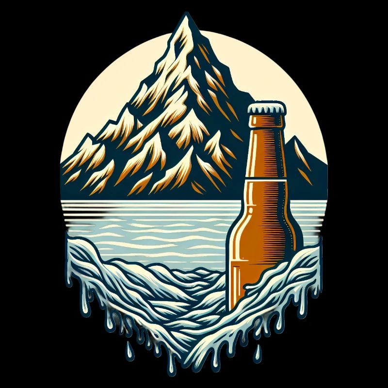 Lac au sommet avec bouteille de bière