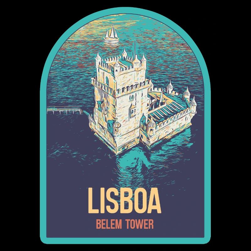 Illustration Belém Tower Lisbon, Aerial View