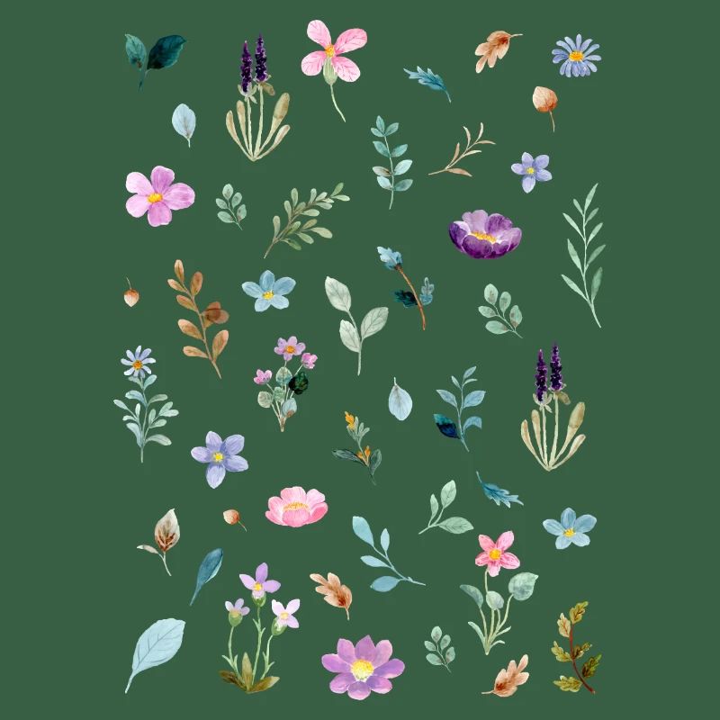 Aquarelle Florals sur Noir