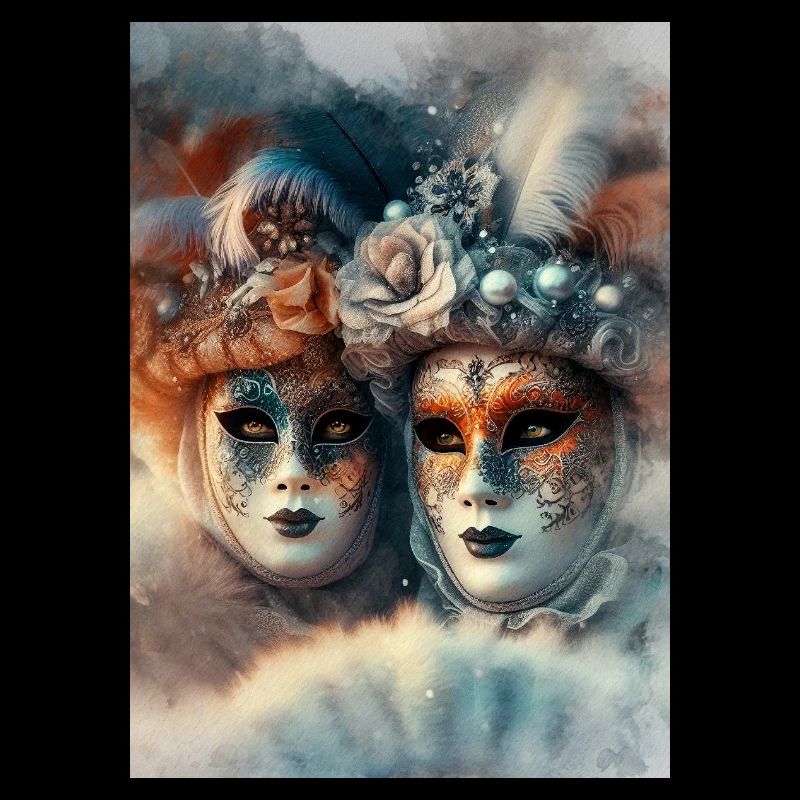 Masques Carnaval Vénitien Aquarelle
