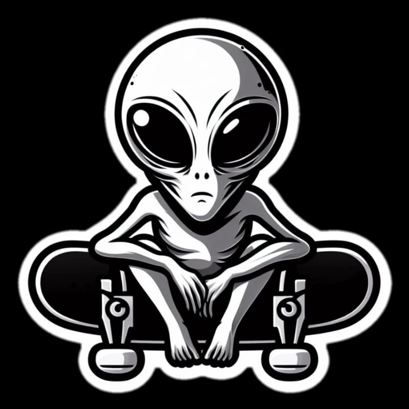 Alien Skater auf Skateboard