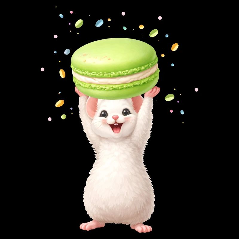 Cute mouse with green macaron