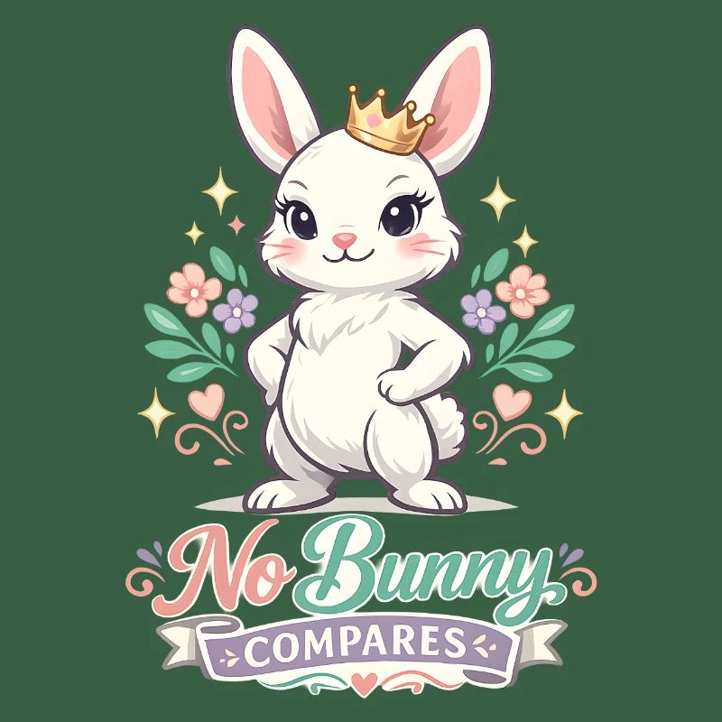 Cute Easter bunny with colorful egg and lettering