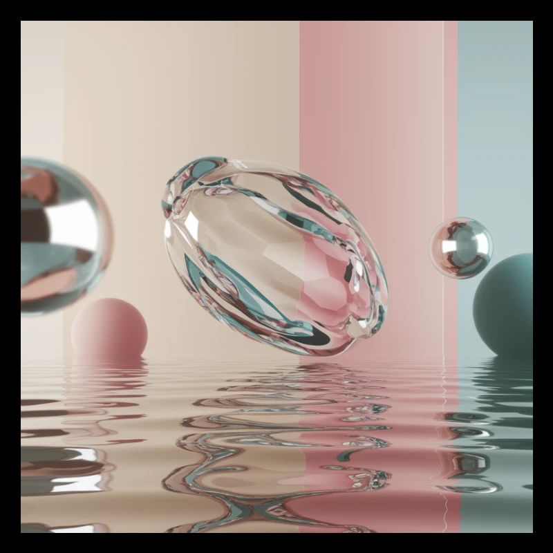 Pastel reflections in an abstract sphere