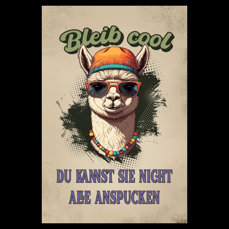 Lama Spruch – Bleib cool, lustiges Fun Shirt