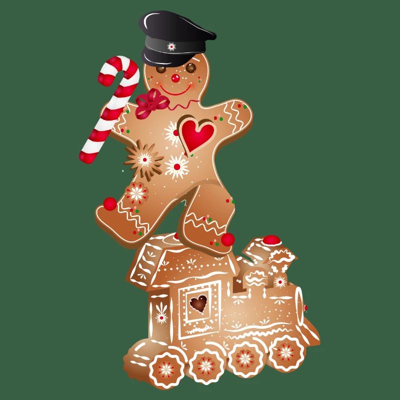 Gingerbread man as engine driver on the gingerbread locomotive