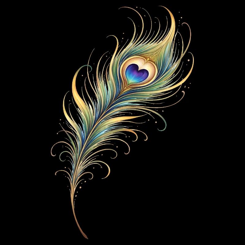 Peacock Feather Heart Boho Yoga Gift