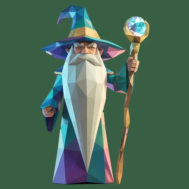 Wise Wizard - Cooles Low-Poly-Logo