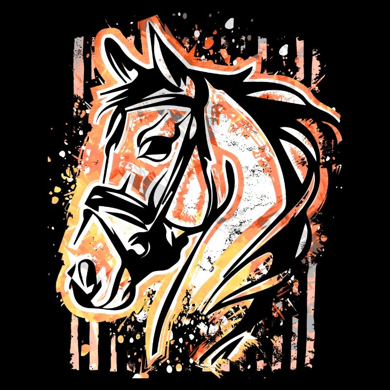 Cheval - Tête de cheval colorée - Équitation - Cavalier - Cheval