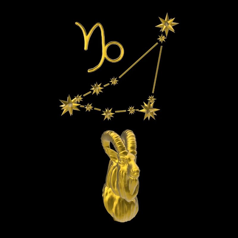 Sternbild Steinbock 3D, gold