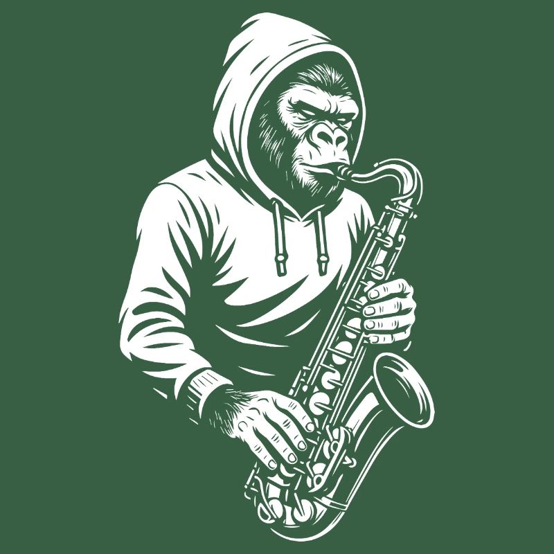 Singe en design de saxophone à capuche