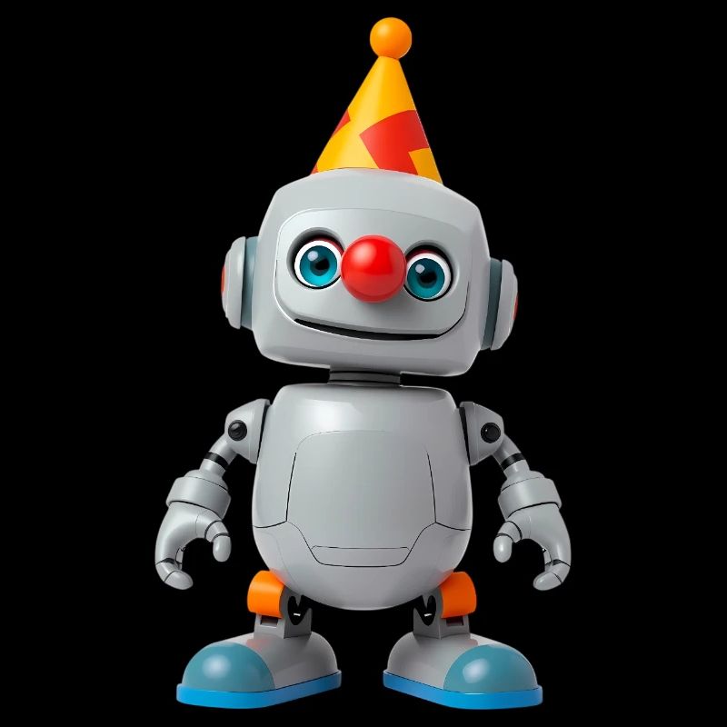Kleiner Roboter mit Partyhut