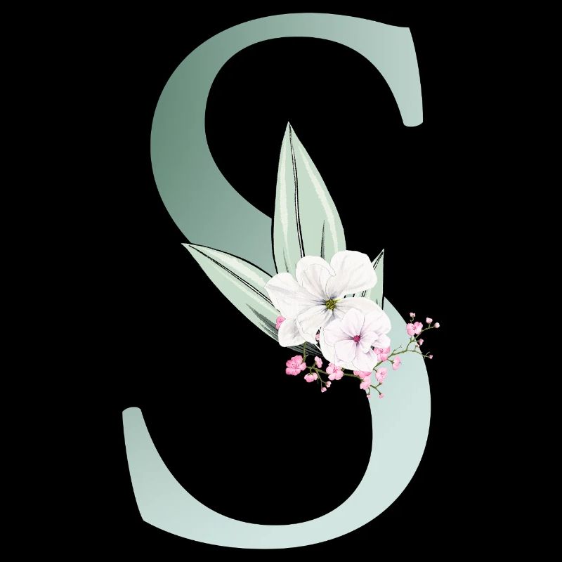 S Monogram, Floral, Personalizable