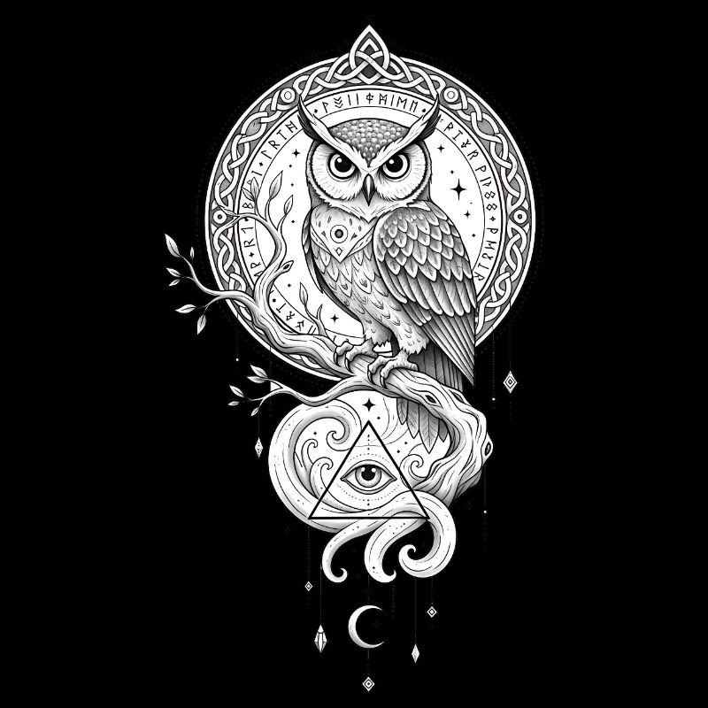 Night Owl Mandala with Triangle Symbol