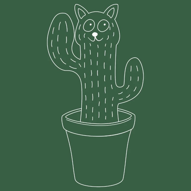 Chat - Cactus - Pot de fleurs